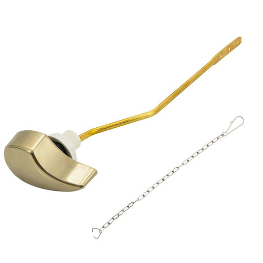 Lychee Light Toilet Cistern Side Flush Lever, Compatible with TOTO WC Flush Handle, Pure Copper Rod Body, Equipped with Hook-Style Chain for Toilet Flush Rod Replacement Part, 1 Piece (PVD Gold)