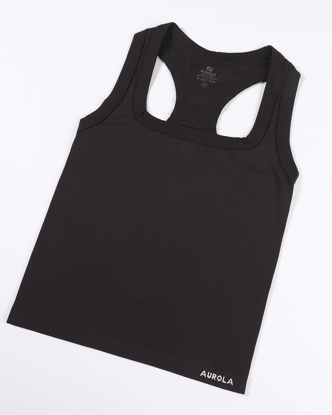 AUROLA Essentials Seamless Sleeveless Raceback Top,Women Subtle Marl Workout Square Neck Fitted Tank,Seal Brown,M