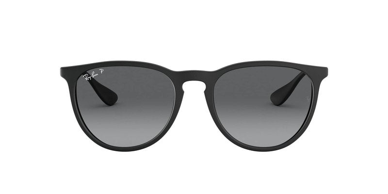 Ray-Ban Unisex RB4171 Erika Round Sunglasses, Rubber Black/Light Grey Gradient Grey Polarized, 54 mm