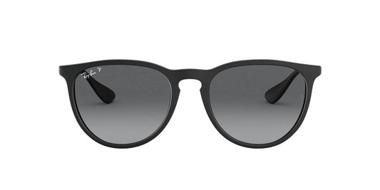 Ray-Ban Unisex RB4171 Erika Round Sunglasses, Rubber Black/Light Grey Gradient Grey Polarized, 54 mm