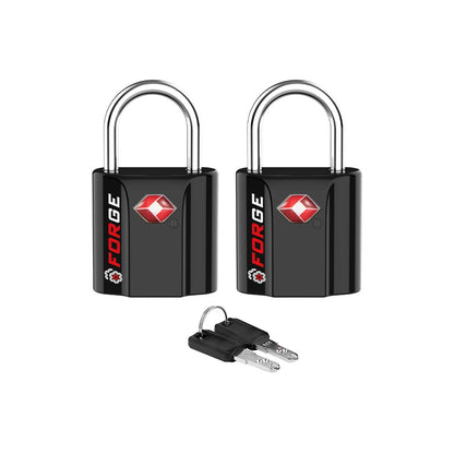 Forge 1'' Wide 1.8'' Tall, TSA Approved Luggage Locks: Key Locks for Travel. Ultra Secure Dimple Key Travel Locks Alloy Body Luggage Locks. Black 2 Pack.