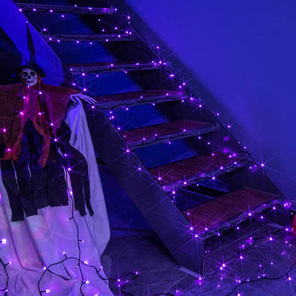 PEIDUO Halloween Decorations Outdoor, 82 FT 200 LED Purple String Lights, Motion Sensor Controller Sync with Spooky Music, Twinkle Fairy Lights for Outside Indoor Party Bedroom Halloween Decor