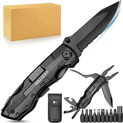 Gifts for Men,Multitool Pocket Knife with Blade,Stocking Stuffers for Men,Christmas Valentinens Day Fathers Day Birthday Gifts for Him Dad Husband,Camping,Emergency,Outdoor