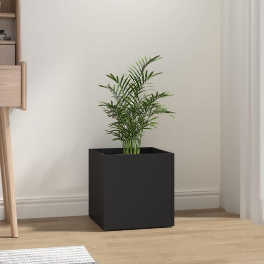 LoogCape Square Planter Box, Black Engineered Wood, 15.7x15.7x15.7 inch, Modern Indoor Decor, Living Room, Bedroom, Office, Low Maintenance