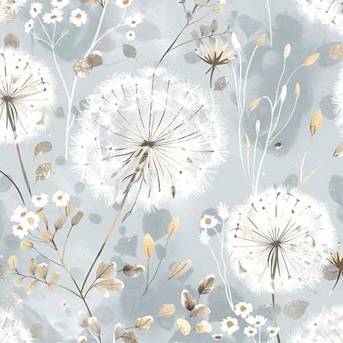 Floral Wallpaper Peel and Stick Dandelion Wallpaper Floral Contact Paper 16.9"x590.5" Vintage Flower Contact Paper Boho Self Adhesive Removable for Bedroom Cabinets Decorative Wall Vinyl