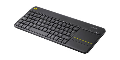 Logitech K400 Plus Wireless Touch TV Keyboard With Easy Media Control and Built-in Touchpad, HTPC Keyboard for PC-connected TV, Windows, Android, Chrome OS, Laptop, QWERTY UK English Layout - Black