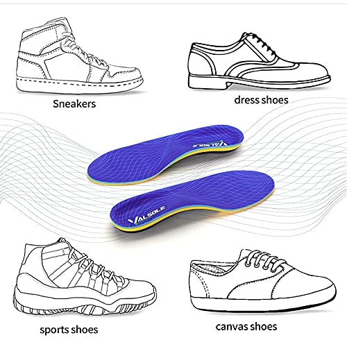 VALsole Orthotic Insole,Arch SupportFor Insole,Plantar FasciitisInsole,for OverPronation,Flat Feet,Metatarsalgia,Heel Pain, Insoles for Men and Women,Blue (UK 9-28cm, Blue-V227)