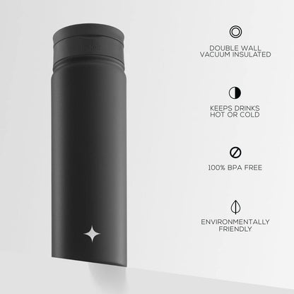 JoyJolt Triple Insulated Water Bottle with Straw Lid AND Flip Lid! 22oz Water Bottle, 12 Hour Hot/Cold Vacuum Insulated Stainless Steel Water Bottle. BPA-Free Leakproof Water Bottles - Thermos Bottle