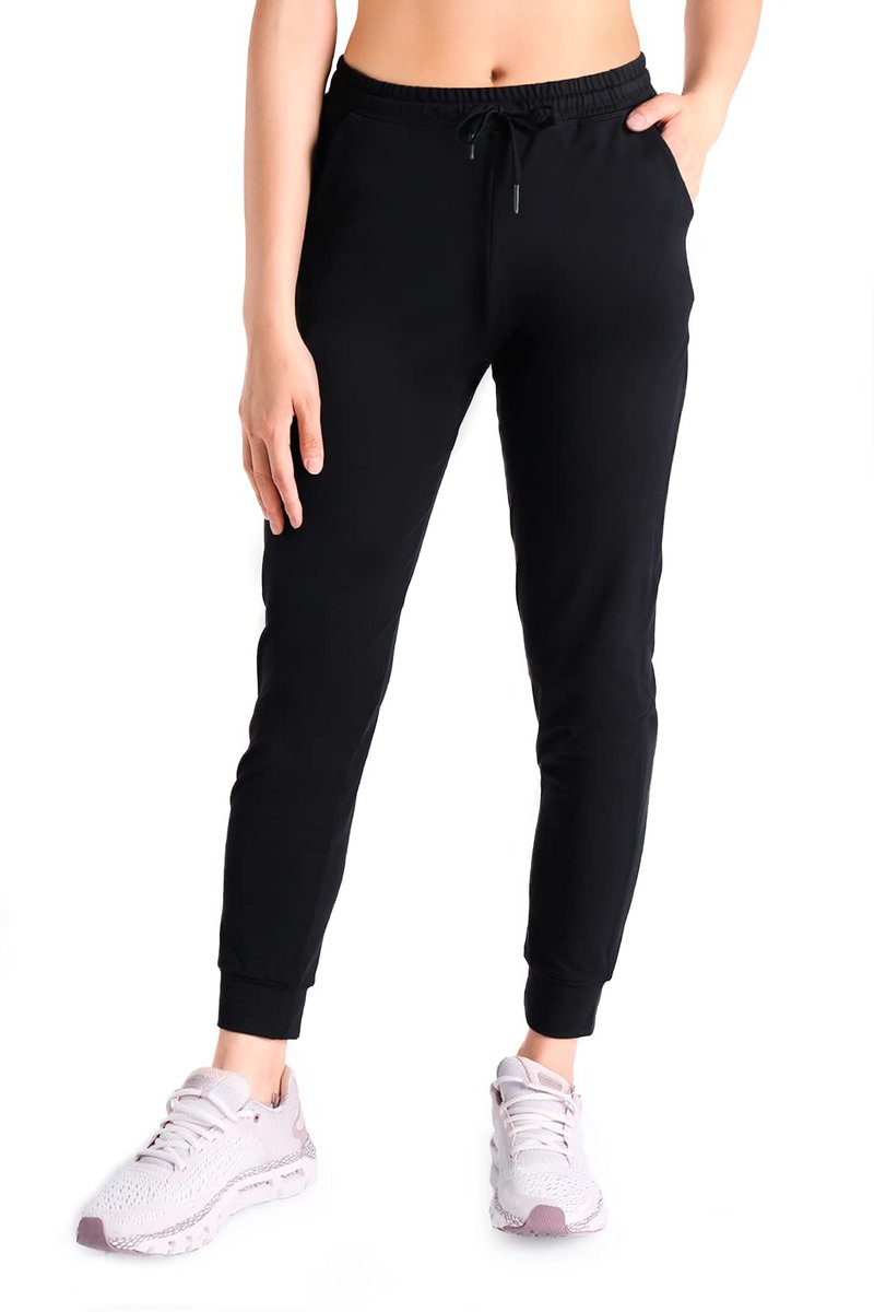 Yogipace Women's UPF 50+ Lightweight Jogger Pants with Pockets, Casual Sweatpants for Gym, Yoga, Travel,28",Black,Size S