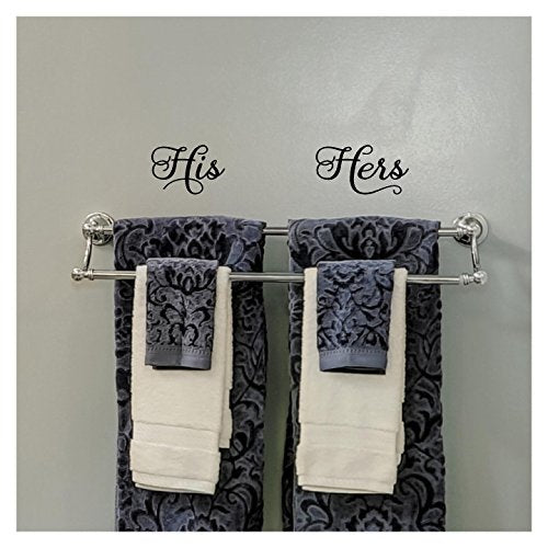His and Hers Vinyl Lettering Wall Decal Stickers (3.5" H x 5" L, 3.5" H x 6.5" L, Black)
