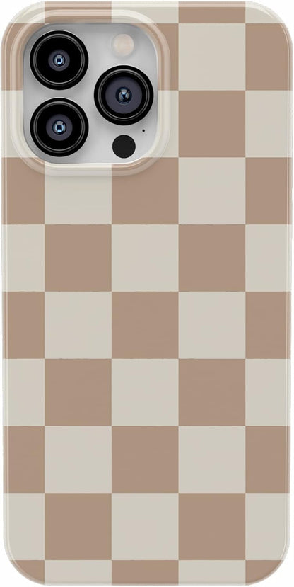 Casely iPhone 13 Pro Case | Fit Check | Neutral Checkerboard | Compatible with MagSafe | Classic Ultra Slim Design