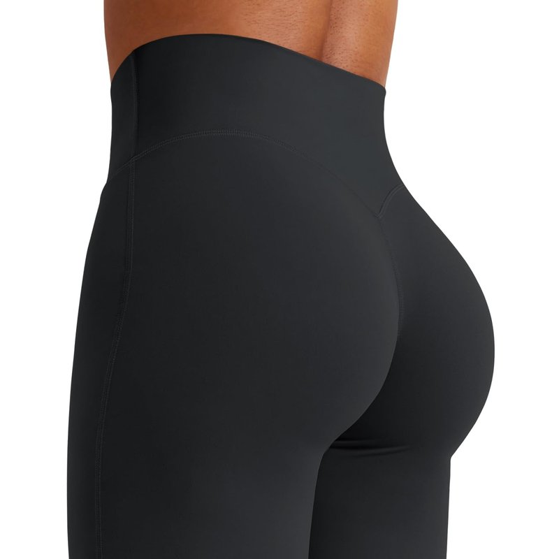 YEOREO Workout Leggings Womens No Front Seam Straight Leggings 33" High Waist Buttery Eddiy Gym Yoga Pants Black XXS
