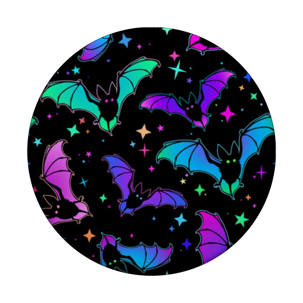 Gothic Bat Halloween Pattern Spooky Bats Lover gift on Black PopSockets Swappable PopGrip