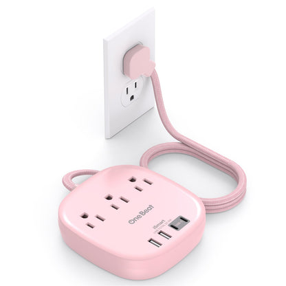 Flat Plug Power Strip, 6ft Ultra Flat Extension Cord - 3 Outlets 4 USB Ports (2 USB C) 22.5W/4.5A Desktop Charging Station, Power Strip No Surge Protection for Cruise Ship, Dorm Room Travel Essentials