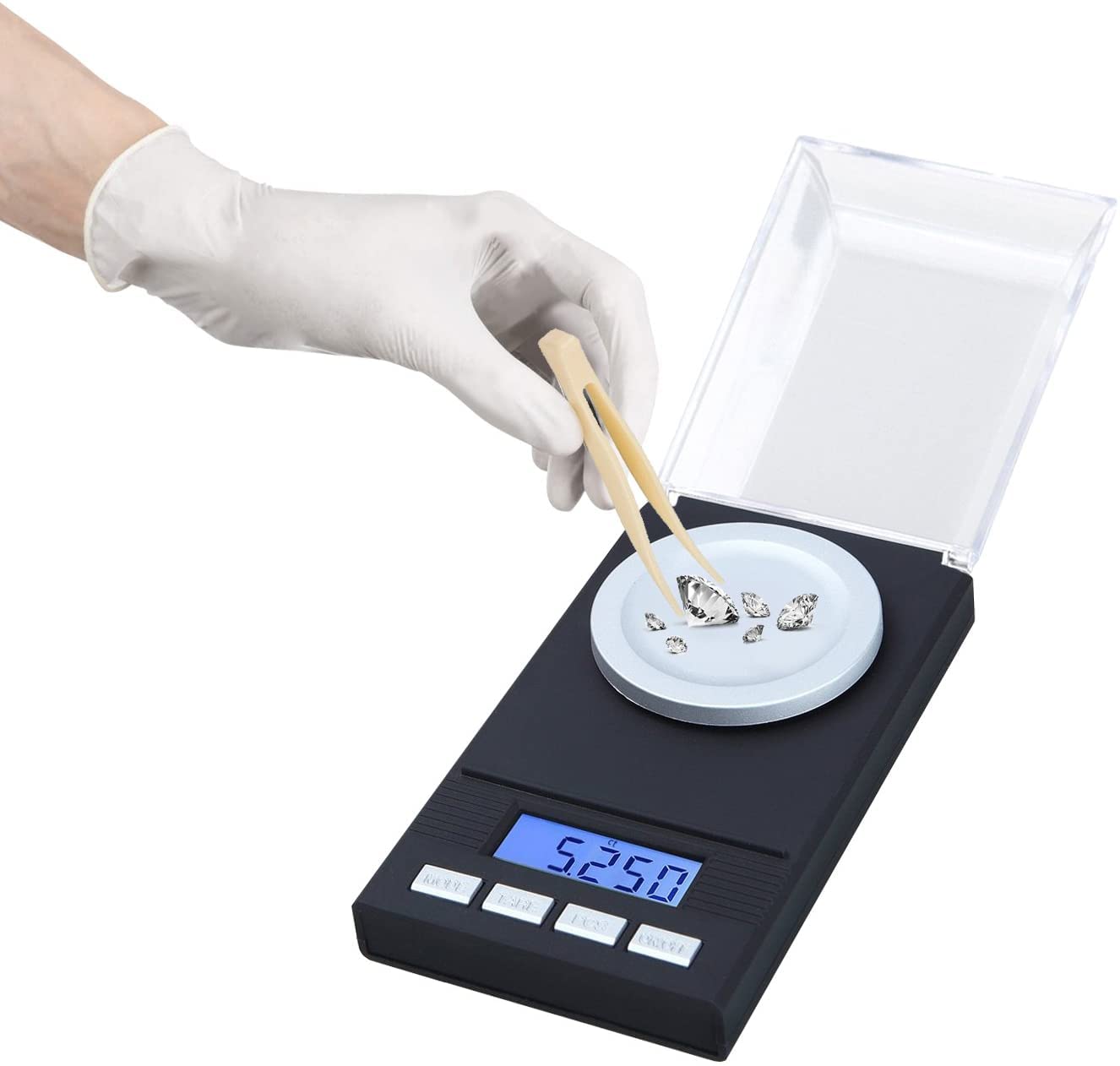 Hotloop High Precision Scales 50 x 0.001g Professional Digital Milligram Scale Pocket Scale Laboratory Letter Gold Jewelry Scale with Tweezer, Calibration Weight and Weighing Pan, Battery Included