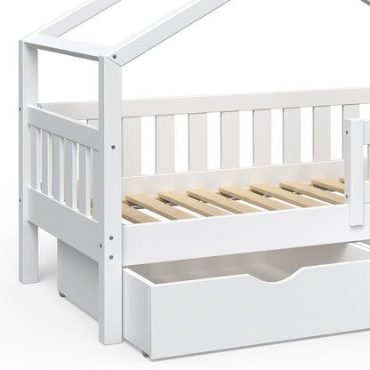 VitaliSpa House bed Design, White, 80x160 cm with 2 drawers
