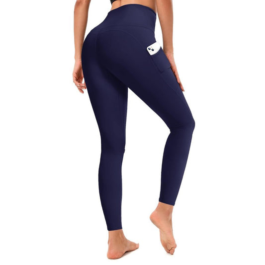 RONLIMO High Waisted Capri Leggings for Women, Upgraded Capri Buttery Soft Yoga Pants for Workout Running Tummy Control, Seamless Yoga Leggings with Pockets, Workout Leggings for Women, Blue, S
