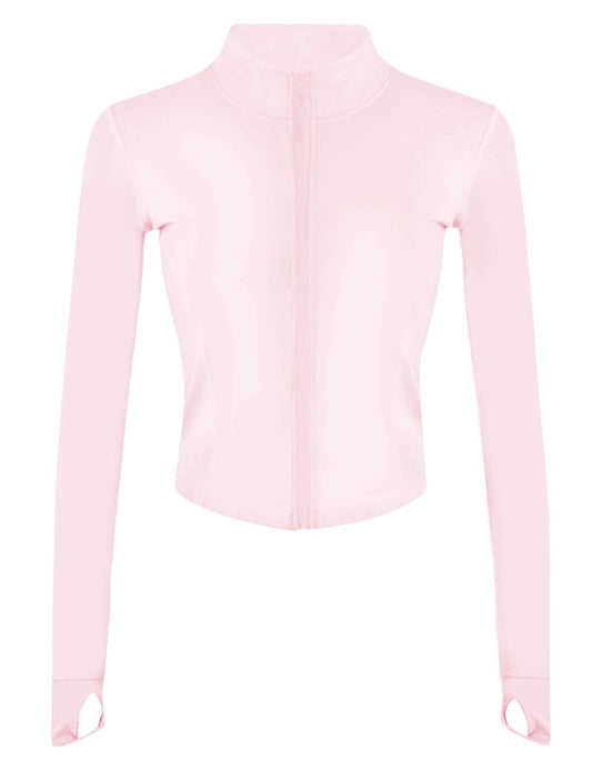 Lviefent Womens Lightweight Full Zip Running Track Jacket Workout Slim Fit Yoga Sportwear with Thumb Holes (Pink-M)