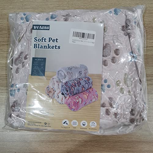 BVAGSS 6 Pack Small Dog Blanket, Super Soft Warm Pet Cover Blankets, Paw Print Puppy Fleece Flannel Blanket for Small Medium Dogs and Cats XH075 (60 x 40 cm, Grey)