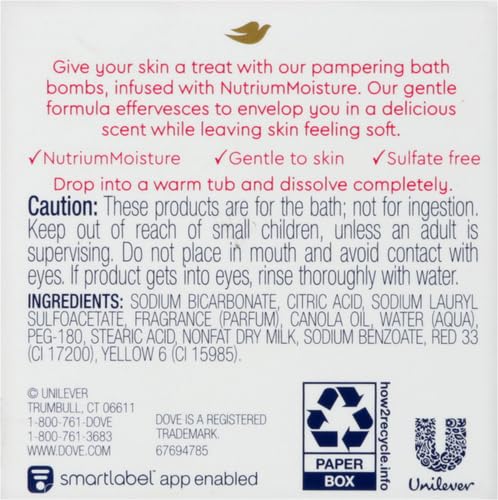 Dove Milk Swirls Vanilla Raspberry Creamsicle Bath Bombs 2.8 oz (Twin Pack)