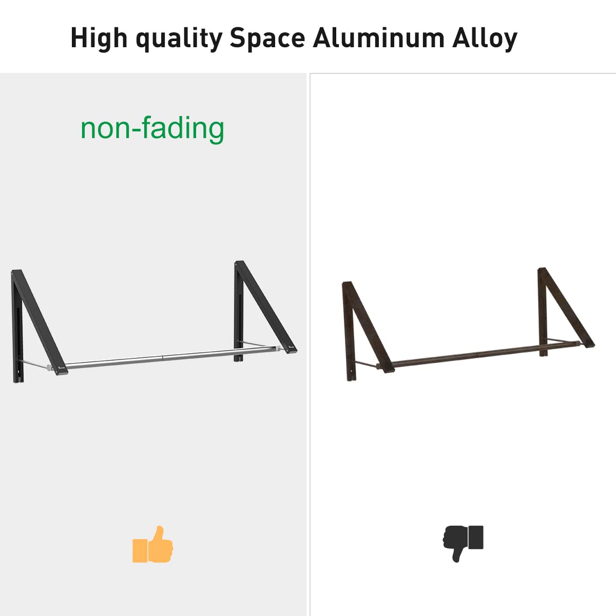 Anjuer Retractable Clothes Rack - Wall Mounted Folding Clothes Hanger Drying Rack for Laundry Room Closet Storage Organization, Aluminum, 2 Racks with Rod (Black)