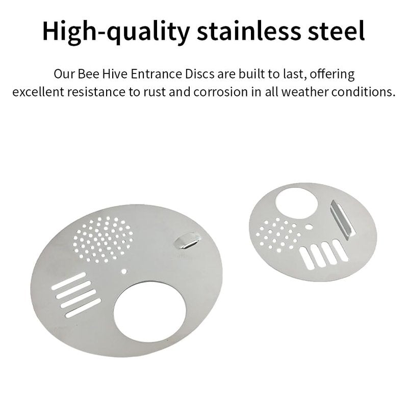 Acoeitl 4Pcs Bee Hive Entrance Disc 4.92In and 2.64In Diameter 2 size Stainless Steel Entrance Gates Beekeeping Tool Equipment Nuc Box Entrance Reducer Round Beehive Nest Door for Swarm Trap Hive Trap