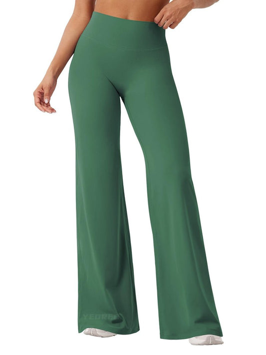 YEOREO Workout Leggings Womens No Front Seam Straight Leggings 33" High Waist Buttery Eddiy Gym Yoga Pants Dark Green S