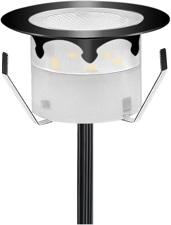 Led Deck Lights Blue Outdoor Waterproof Low Voltage Stainless Steel 1W Outdoor Yard Garden Decoration Lamps Landscape Pathway Patio Step Stairs LED In-ground Lights(Black Border,1 Pack