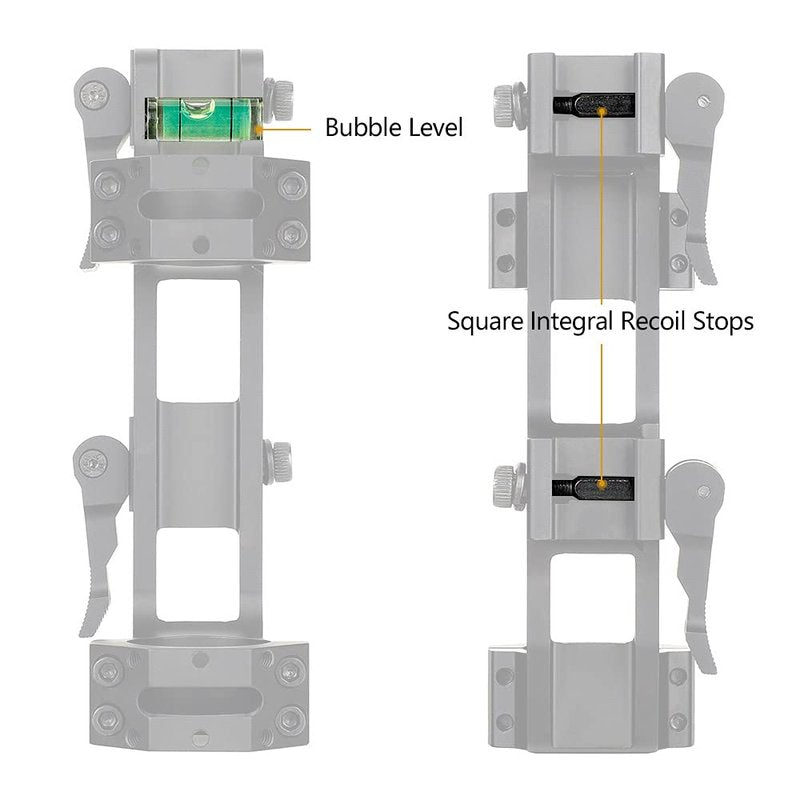 ohhunt Scope Mount 1 inch 30mm Picatinny Scope Mounts Rings QD Quick Release with Scope Level