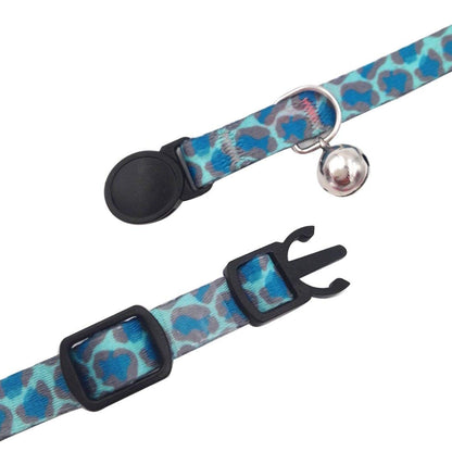 azuza 4 Pack Halloween Kitten Collar Breakaway,Quick Release Safe Buckle Adjustable Kitten Collars, Skull Crossbones, Crossbones, Pink Leopard and Blue Leopard