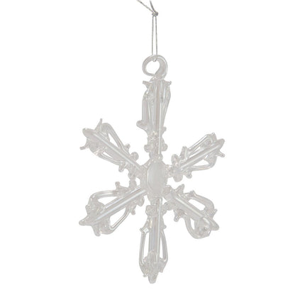 Kurt Adler 2" Glass Iridescent Snowflake Ornaments, 12-Piece Set for Christmas