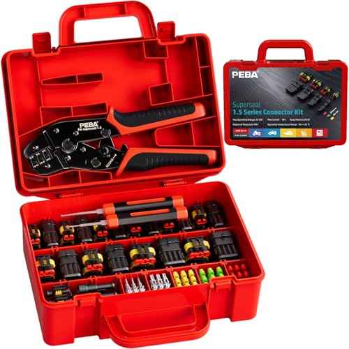 PEBA Waterproof Automotive Electrical Connectors Kit, Automotive Male/Female 1/2/3/4-Pin & Connector Plug and Ratchet Crimping Tool AWG 22-14, Ideal for Cars, Motorcycles & Boats | Pin Removal Tool