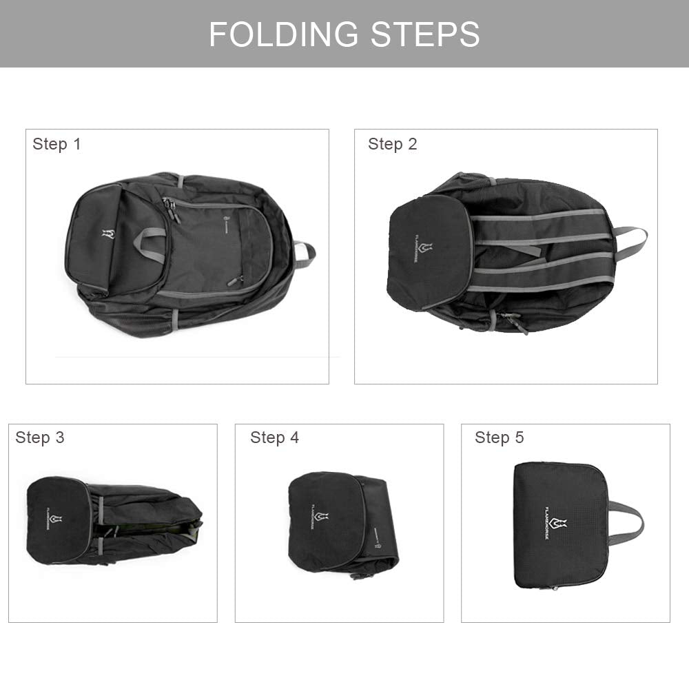 30L Backpack Foldable Waterproof Backpack High Capacity Ultralight Rucksack Sturdy Durable Daypack for Hiking Daypack Packable Camping Travel Outdoor Sport Knapsack for Men Women (black)