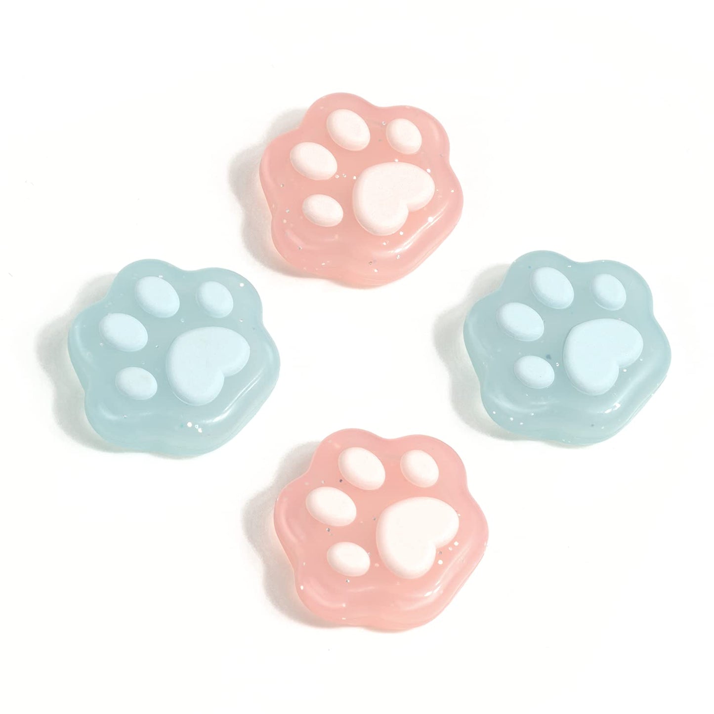 GeekShare Cat Paw Shape Thumb Grip Caps,Soft Silicone Joystick Cover Compatible with Switch/OLED/Switch Lite,4PCS (Glitter)