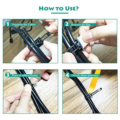 50 Pieces Cable Management Desk Wire Organizer Cable Ties Zip Ties Adhesive Cord Clips Cord Keeper Desk Wire Management