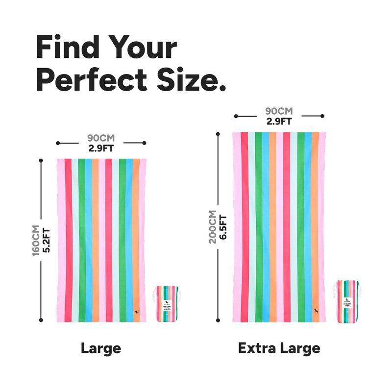 Dock & Bay Beach Towel - Quick Dry, Sand Free - Compact, Lightweight - 100% Recycled - Includes Bag - Tutti Frutti - Extra Large (200x90cm, 78x35)