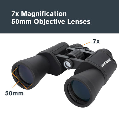 Celestron - Cometron 7x50 Astronomy Binoculars – Entry-Level for Stargazing and Comet Watching – Large 50mm Objective Lenses – Wide 6.6° Field of View – Multi-Coated Optics
