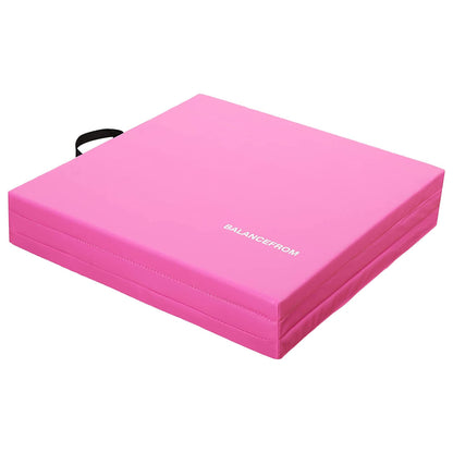 BalanceFrom 6x2 Feet 3-Panel Folding Gymnastics Mat – 1.5-Inch Thick Pad with Vinyl Surface and Carrying Handles for Tumbling, Yoga, Pilates, Home Workouts, and Martial Arts