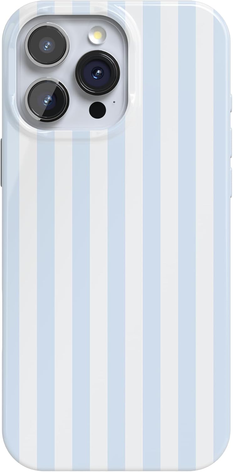 Casely iPhone 16 Pro Max Case | Blue Stripes | Sunday Best | Classic Ultra Slim Design | Compatible with MagSafe