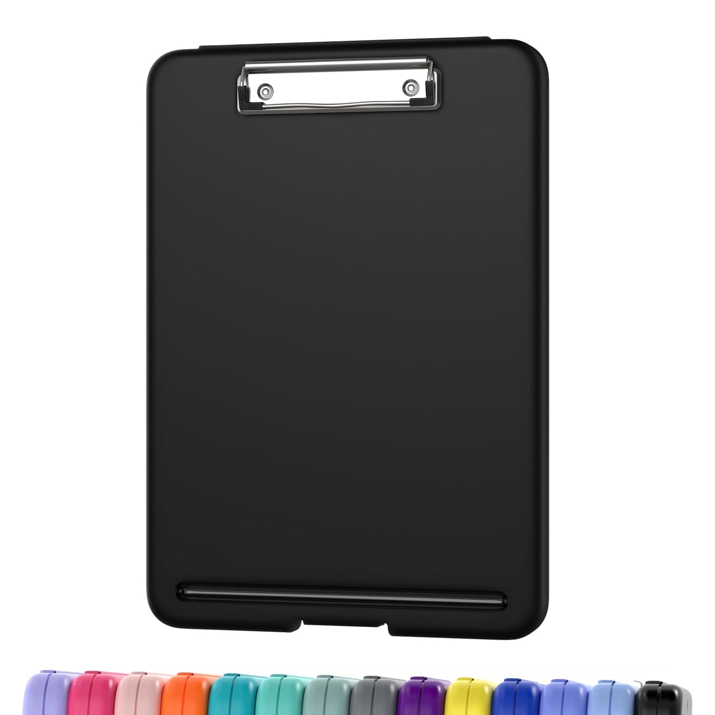 Clipboard with Storage, 8.5 x 11 Storage Clip Board with Low Profile Clip, Heavy Duty Nursing Foldable, Suitable for Classroom, Teacher, Coaches, Office School Supply(Black)