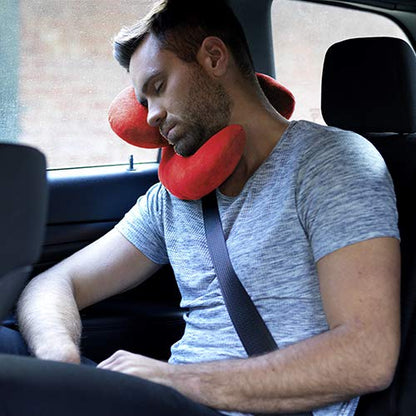 JPillow Travel Pillow for Airplanes – A Little Bulky, Expensive, and Takes a Couple of Minutes to Master, but Supports Your Head and Neck in Genuine Luxury – British Invention of The Year (Blue/Gray)