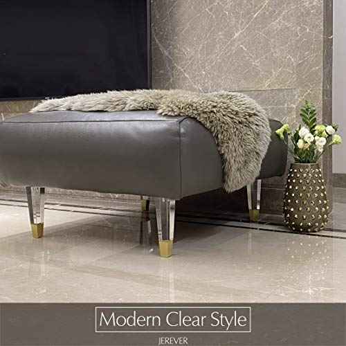 JEREVER Acrylic Furniture Legs Replacement Cabinet Feet Modern Clear Decor DIY Legs Square Style Set of 4 (7.8inch Square)