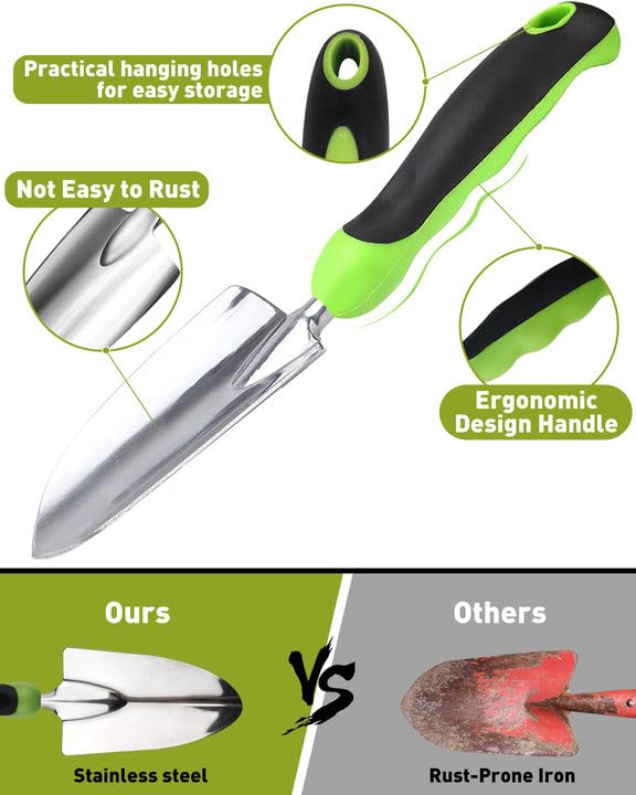 MOXTOYU 13PCS Garden Tool Set with Holders, Stainless Steel Garden Tools Set, Hands Tool Set With Heavy Duty Tool Bag, Garden Tool Set for Men Women with Different Accessories, Gardening Gift for Dad