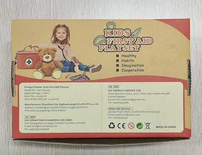 EFO SHM Doctors Set for Kids, Wooden 34-piece Kids Doctors Kit, with Real Stethoscope Portable Doctors Bag and Wooden Syringe, Role Play Toys for 3 4 5 6 Year Old Girls and Boys