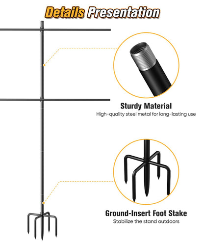 Ardier Adjustable Shooting Target Stand with 5-Prong Base, Portable Target Steel Holder for Firearms, BB Guns, Airsoft and Rifle Practice, Hunting & Shooting Accessory for Outdoor Range (No Paper)