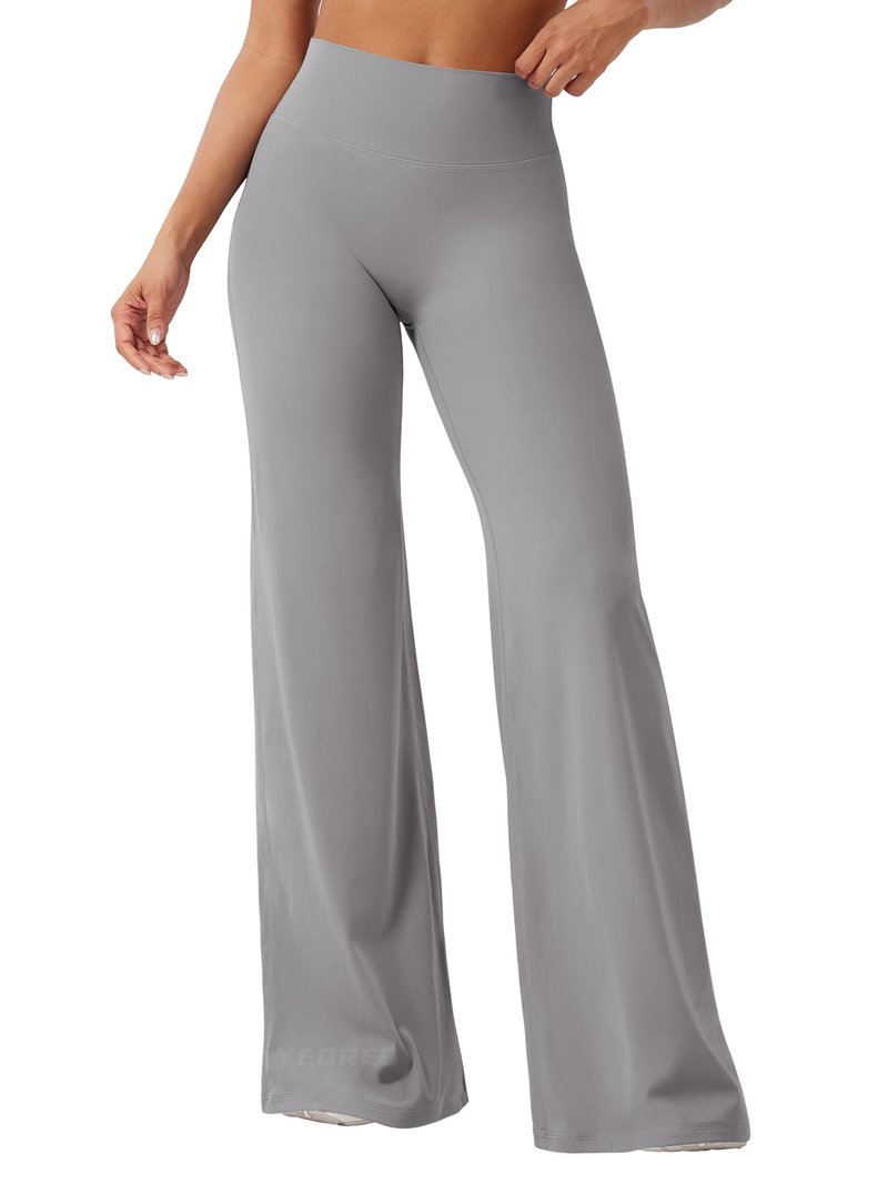 YEOREO Workout Leggings Womens No Front Seam Straight Leggings 35" High Waist Buttery Eddiy Gym Yoga Pants Gray XL