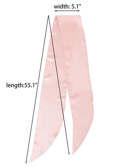 GERINLY Pink Neckerchief Plain Skinny Neck Scarf for 50s Costume Headband Long Narrow Purse Scarf Satin Accessory (Pink)
