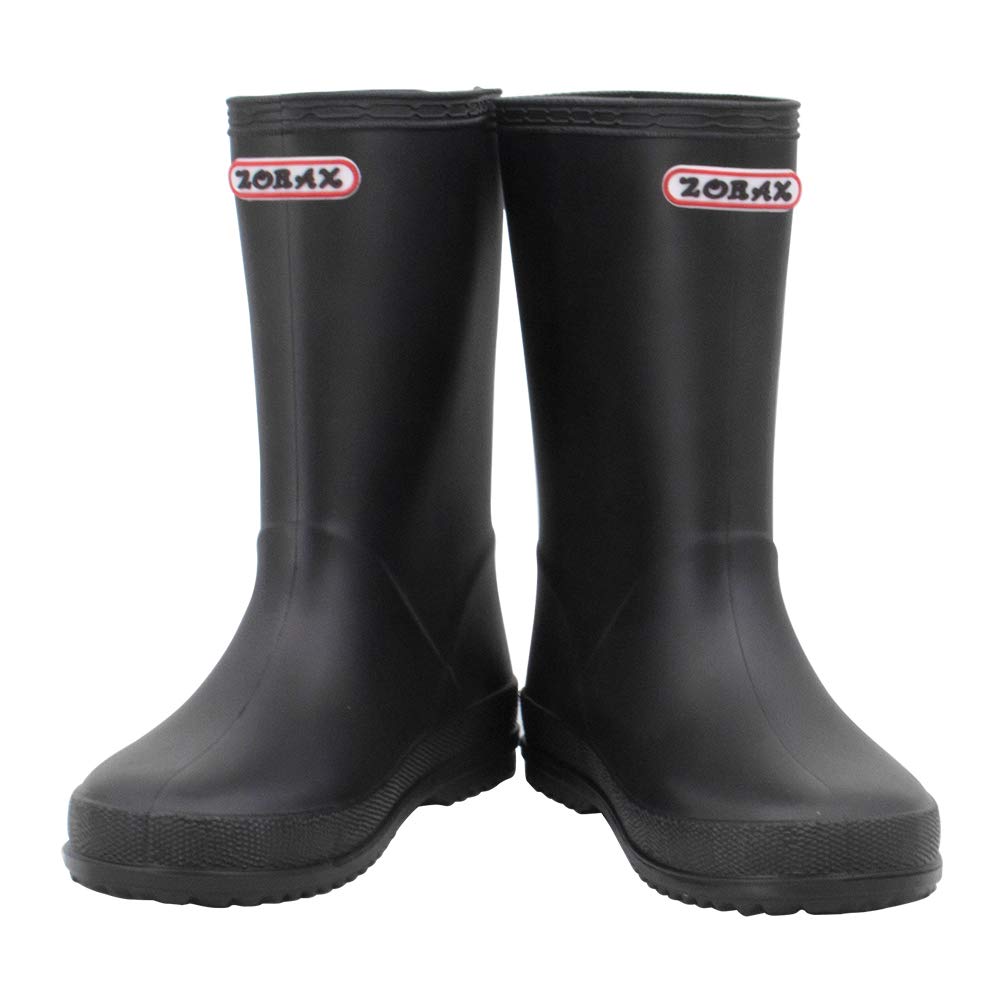 Zorax - UK3 Adult - EU34 - Black Girls Boys Waterproof Non-Slip Kids Motorbike Rain Boots Kids Rain Shoes Wellies Unisex Children Wellington Boots