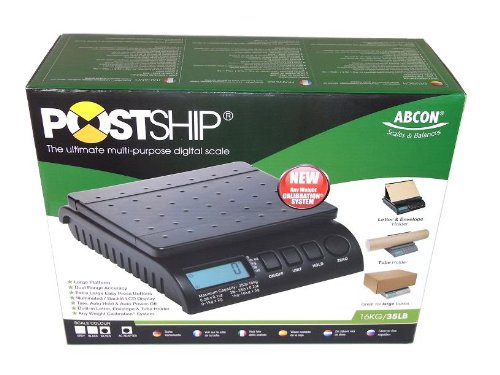 ABCON POSTSHIP Digital 40kg 88lb 22x18cm Platform Letter Postal Postage Parcel Shipping Weighing Scales with Auto Hold & Auto Off - 0-5kg/5g 5-40kg/10g Black - WORLDS MOST ADVANCED SCALE - NEW VERSION