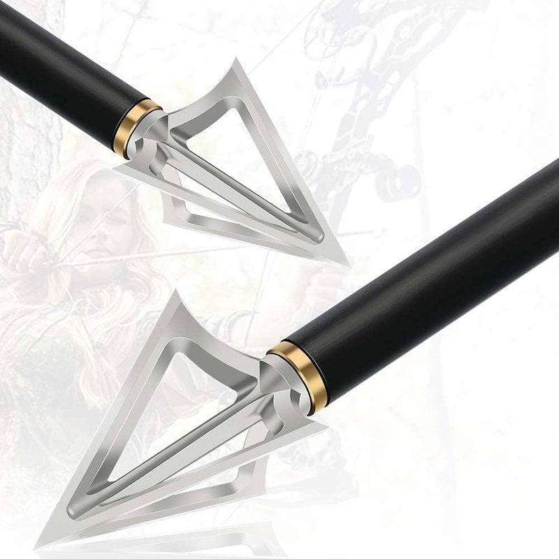 6/12 Pack Hunting Broadhead 100 Grain 420 Stainless Steel 3 Fixed Blade Broadheads Arrow Tips Archery Arrowhead for Crossbow and Compound Bow